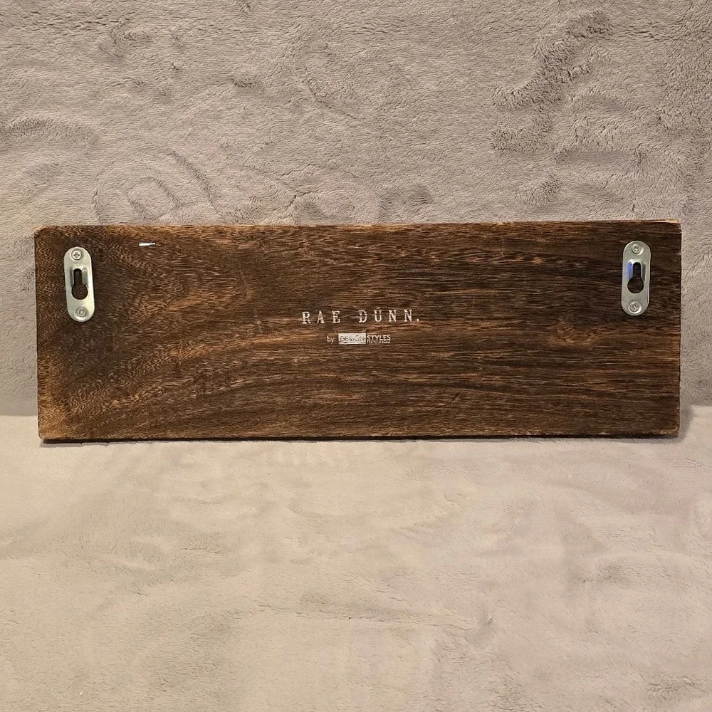 Rae Dunn Numbered 1-2-3-4 Wood Wall Hook Rack Brown Black Farmhouse Decor